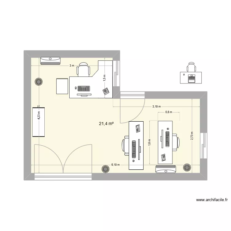 Agents DSI. Plan de 1  et 21 m²