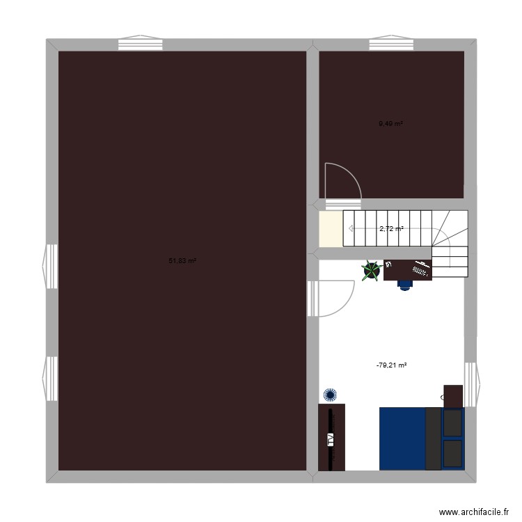 numératie. Plan de 4 pièces et 81 m2