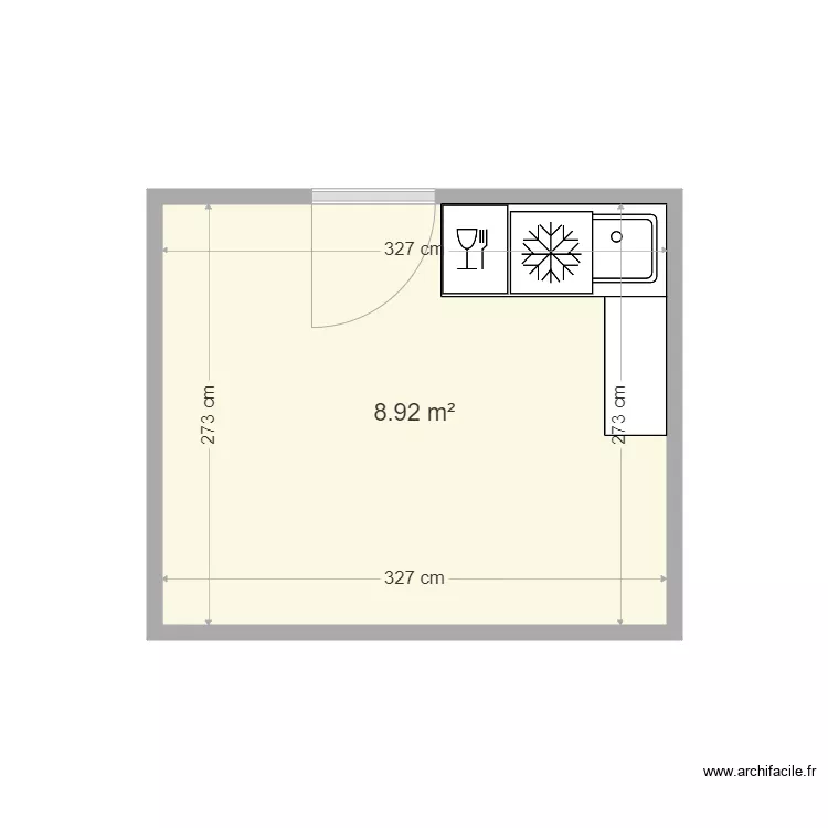 Cuisine Risoul. Plan de 1  et 9 m²