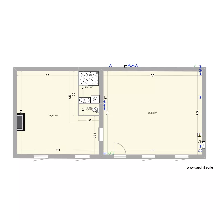 Maison plan simple. Plan de 4  et 67 m²