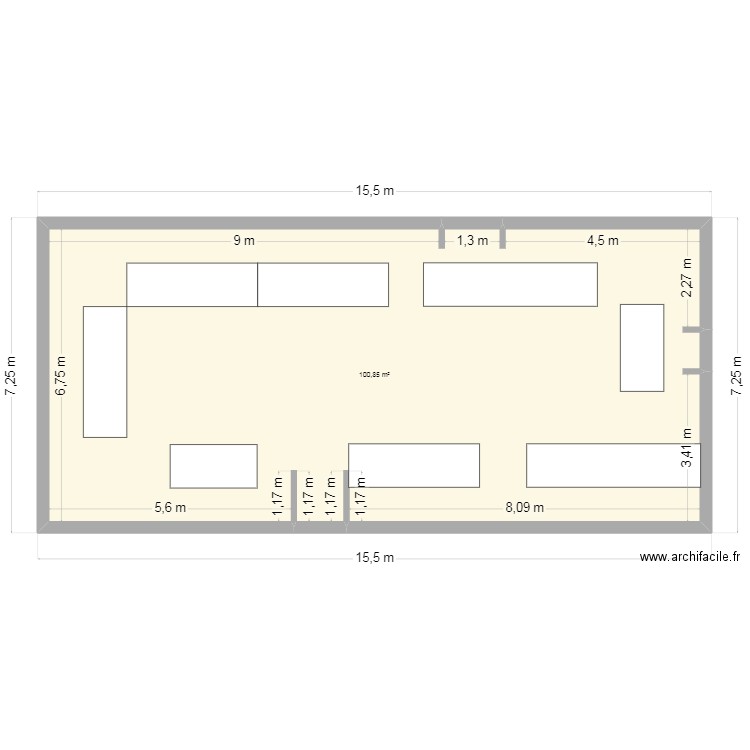 Barn Funny Farm. Plan de 1 pièce et 101 m2