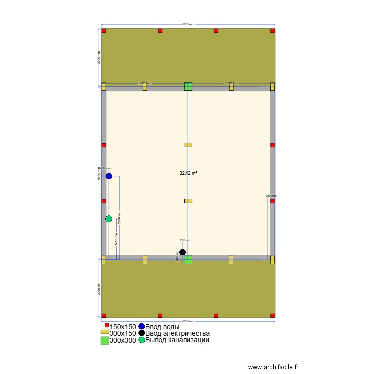 Сваи Пушкино. Plan de 3 pièces et 54 m2