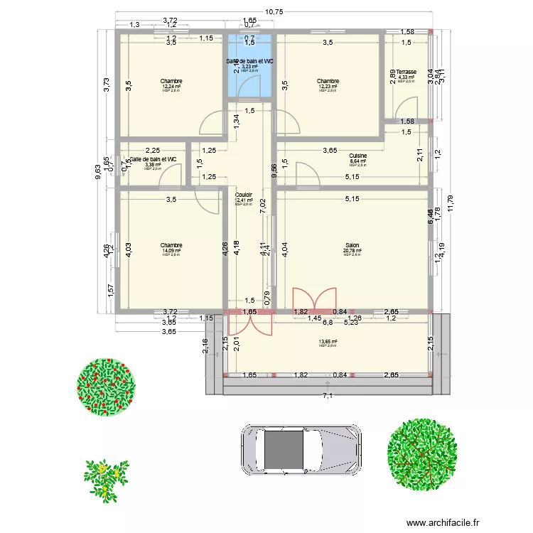 PLAN BALA. Plan de 10  et 105 m²