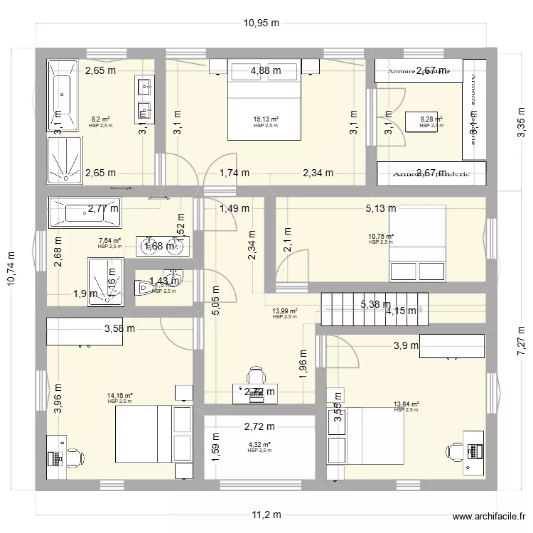 rez de chauss&eacute;e maison. Plan de 
