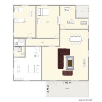 plan de 3 chambres salon avec salle à manger et cuisine