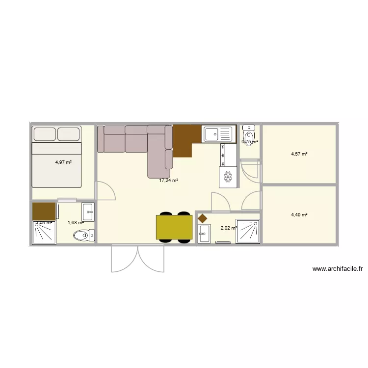 Mbilhome avec canap&eacute;. Plan de 8 Pièces et 37 m²