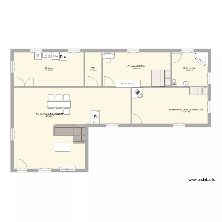 MAISON. Plan de 6 Pièces et 109 m² MAISON. Plan de 6 Pièces et 109 m²