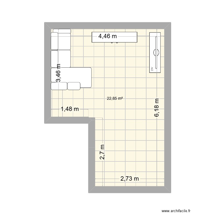 bébé. Plan de 1 pièce et 23 m2