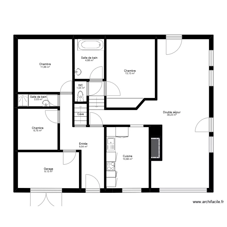 maison 4 f. Plan de 
