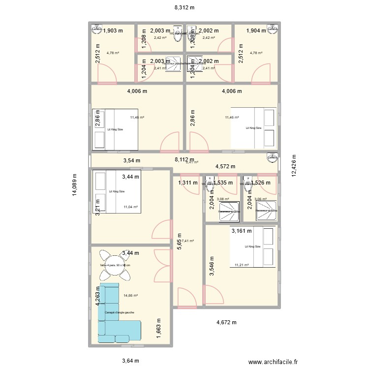 PLAN de pape ndiaga pouye. Plan de 15 pièces et 99 m2