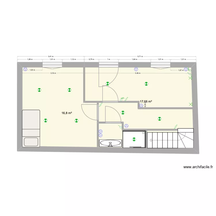 1er etage. Plan de 2 et 34 m² 1er etage. Plan de 2 et 34 m²