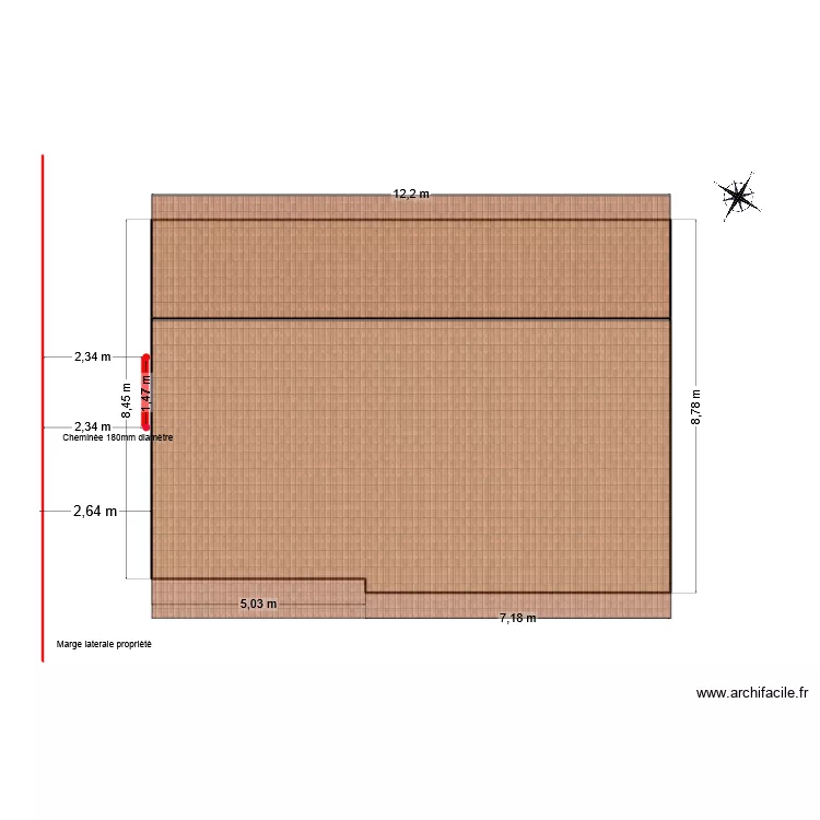 Toiture nouveau. Plan de 2  et 105 m²