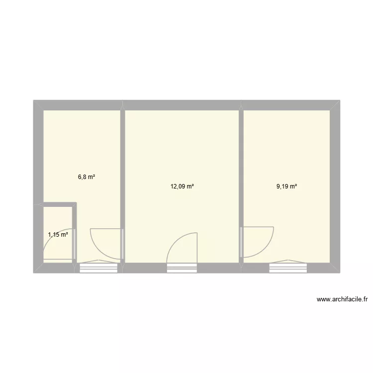 T1 RDC. Plan de 4 pièces et 29 m² T1 RDC. Plan de 4 pièces et 29 m²