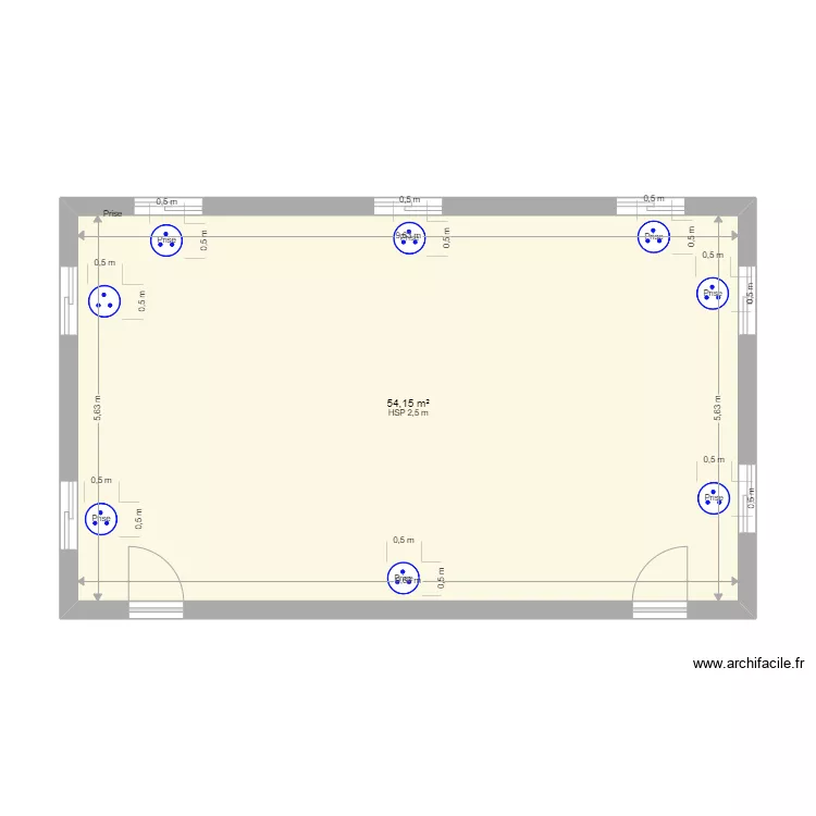 PLAN ELECTRICITE ECLOSERIE OK. Plan de 1 pièce et 54 m²