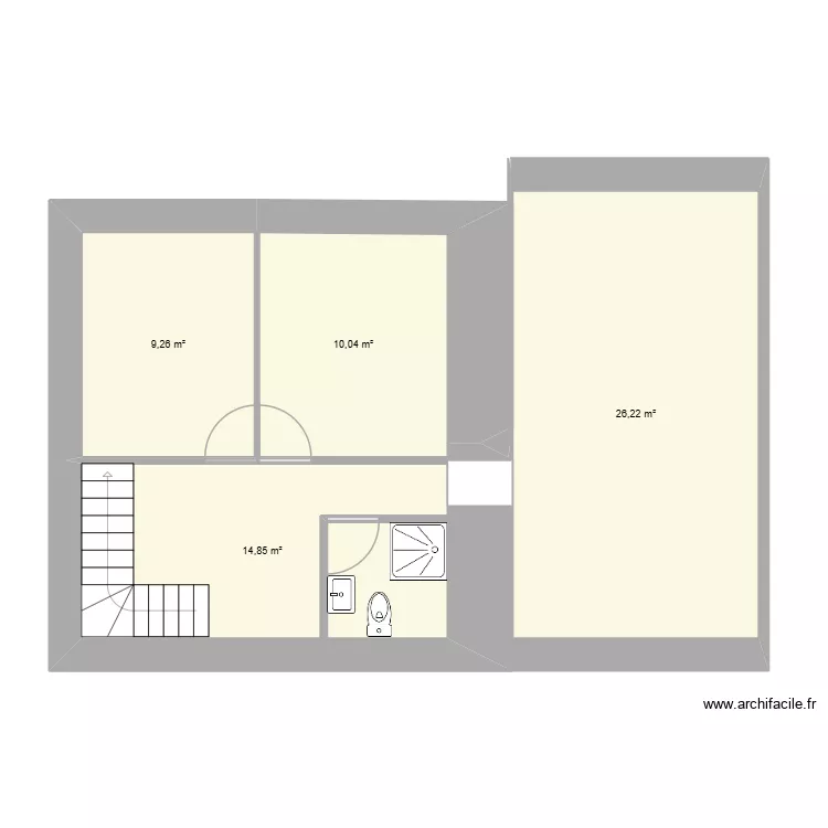 Plan 1er &eacute;tage Velux. Plan de 4  et 58 m²