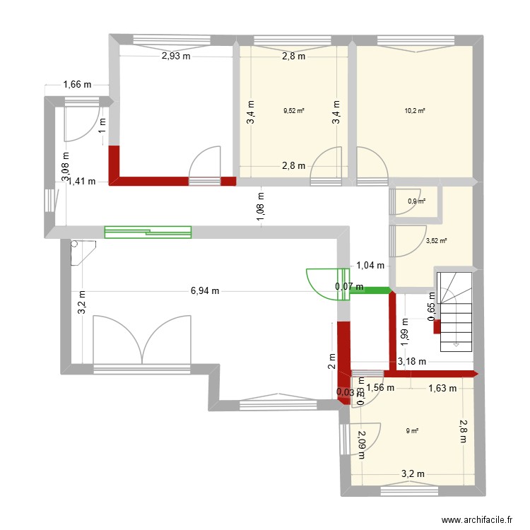Projet Cèdres original avec modifications. Plan de 5 pièces et 33 m2