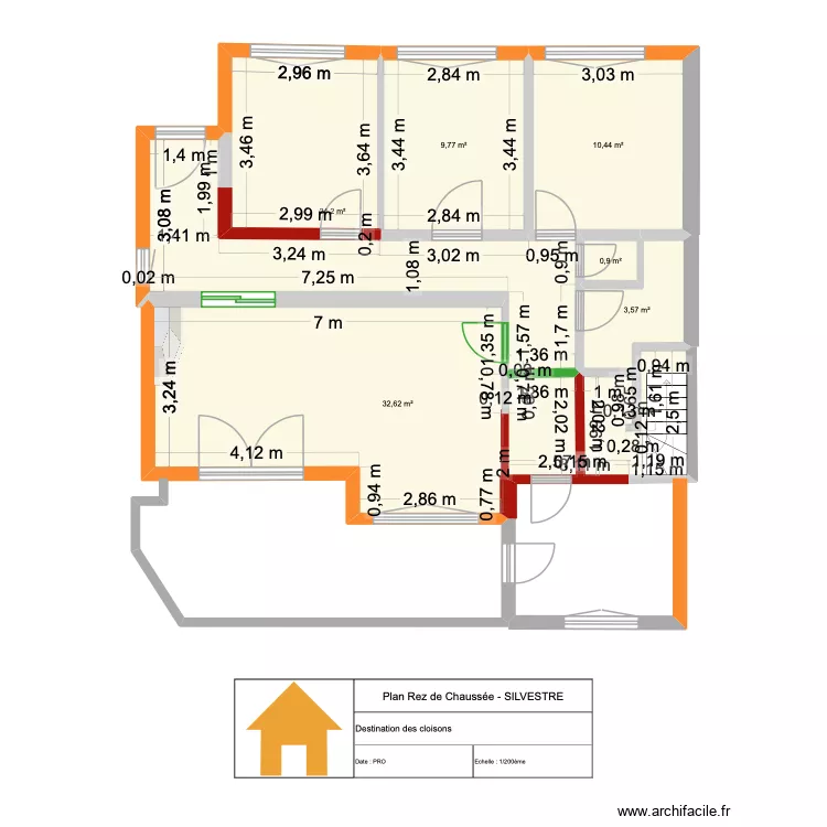 Projet C&egrave;dres original avec modifications. Plan de 6  et 82 m²