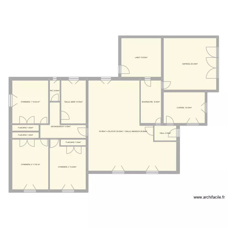Maison Moulieres. Plan de 15  et 190 m²