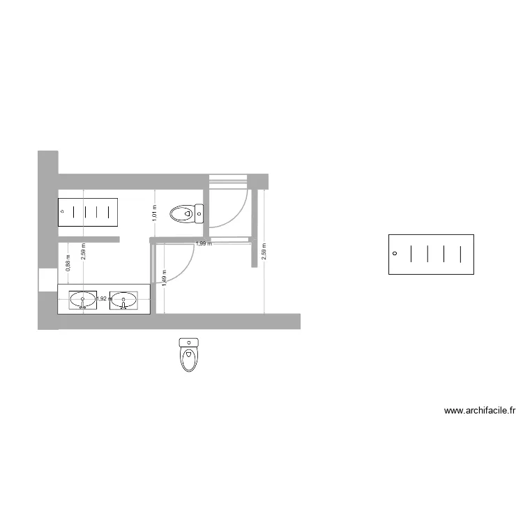 Salle de bain. Plan de 