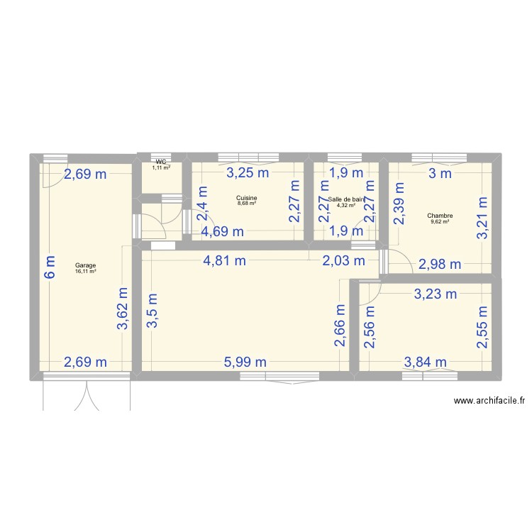 Plan maison. Plan de 6 pièces et 71 m2