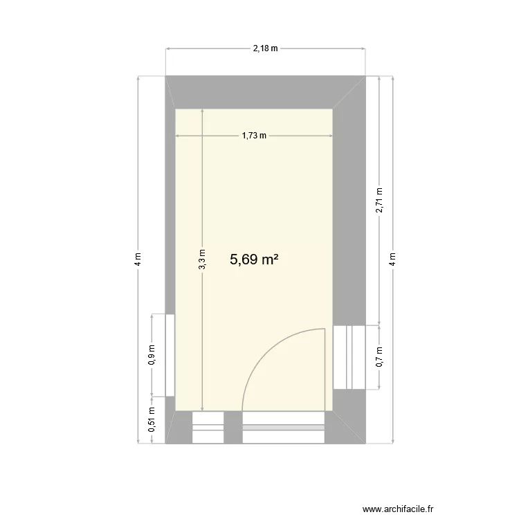 Entr&eacute;e. Plan de 1  et 6 m²