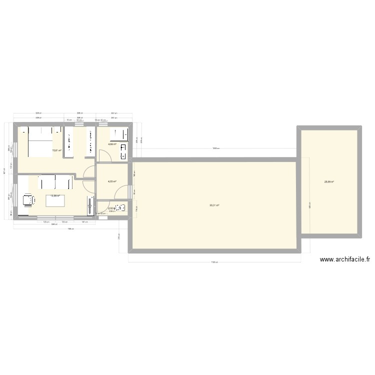 Extension 2-v2. Plan de 7 pièces et 126 m2