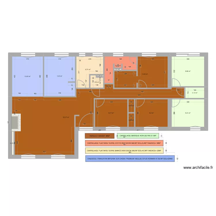 PLAN SOL+FAIENCE V0 (04/26). Plan de 17  et 147 m²
