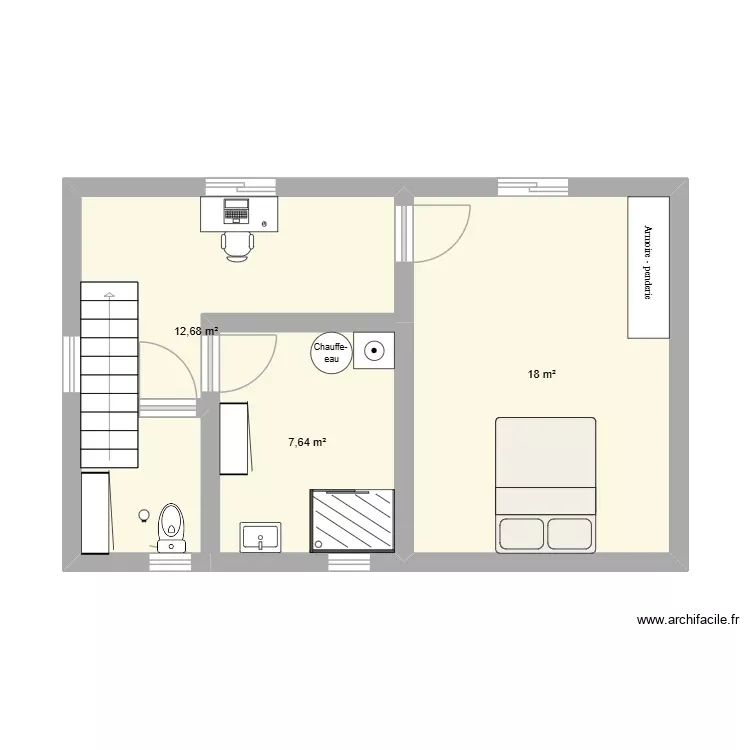 etage ext. Plan de 3 Pièces et 38 m² etage ext. Plan de 3 Pièces et 38 m²