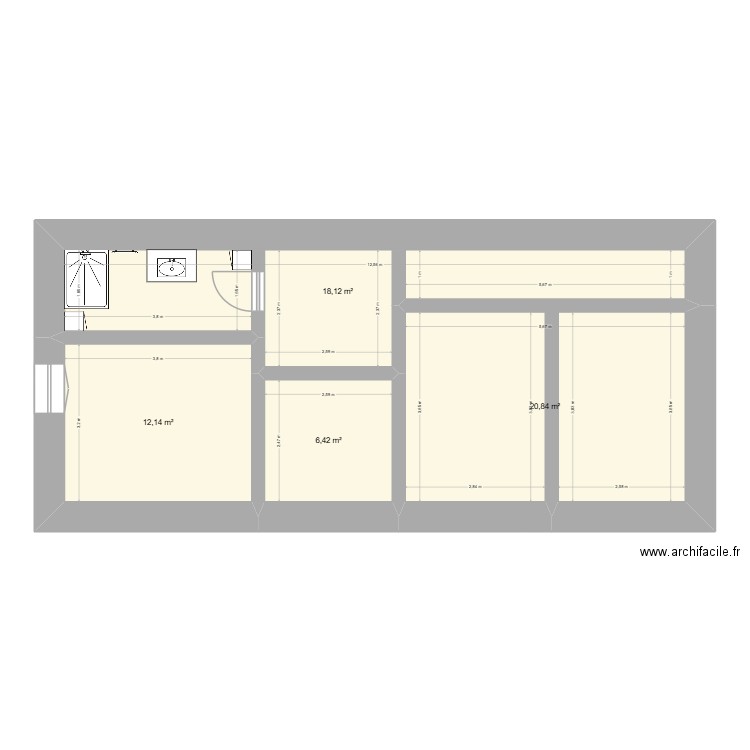 Étage. Plan de 4 pièces et 58 m2