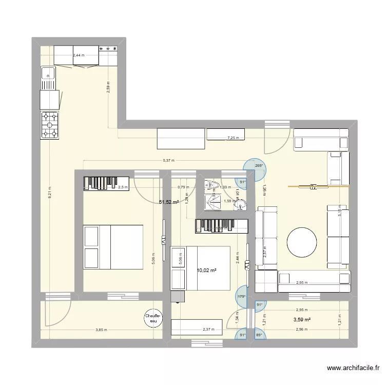zenata. Plan de 3  et 65 m²