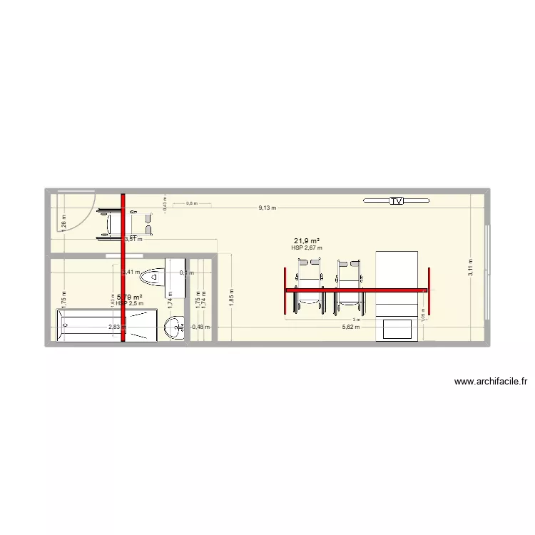 Mateo LEITANO portique. Plan de 2  et 28 m²