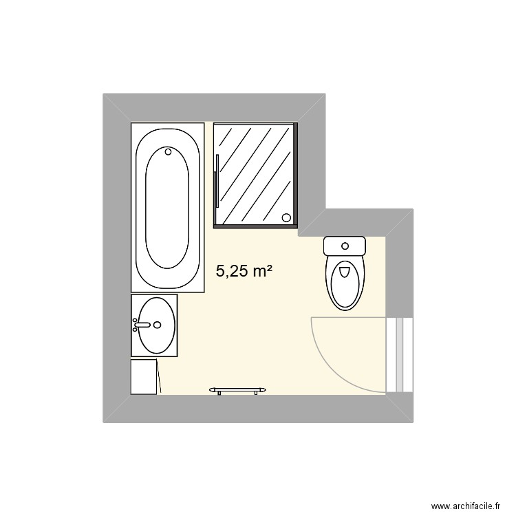 salle de bain 1. Plan de 1 pièce et 5 m2