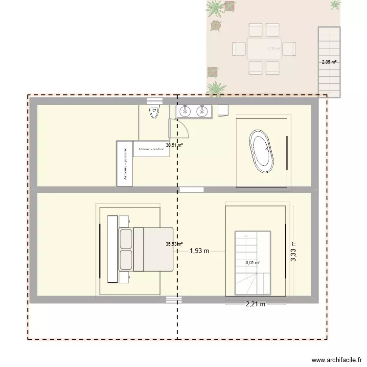 maison papi version 2 chambres. Plan de 6 Pièces et 144 m²