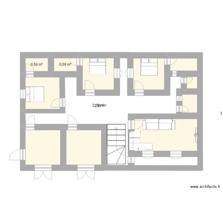 PLQ. Plan de 11 pièces et 17 m2