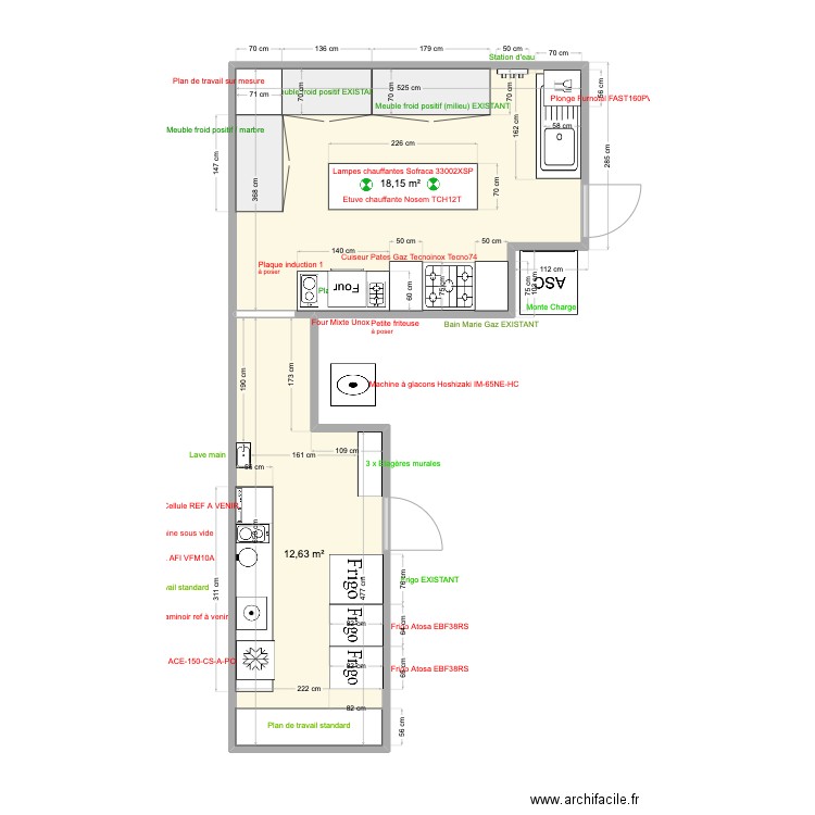Cuisine Alf Basile Elec. Plan de 2 pièces et 31 m2