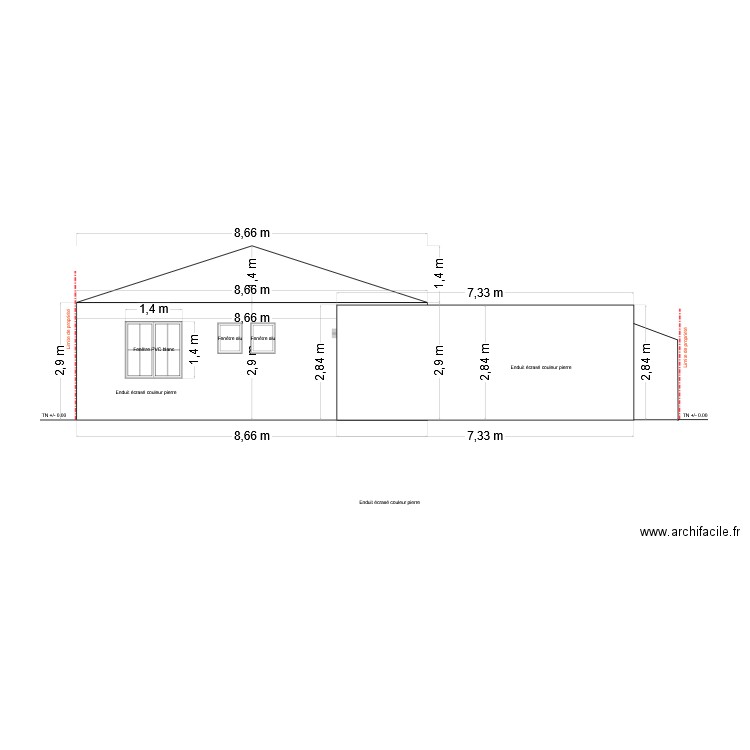 DPC 4 - le plan des façades Nord. Plan de 0 pièce et 0 m2