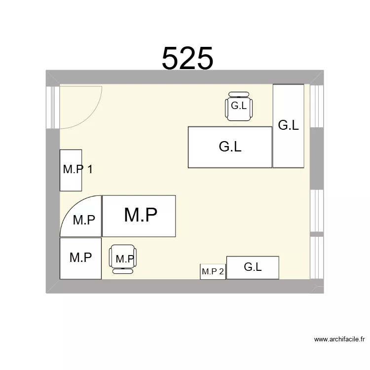 Bureau R 525 - M.PELTIER - G.LEBEGUE. Plan de 