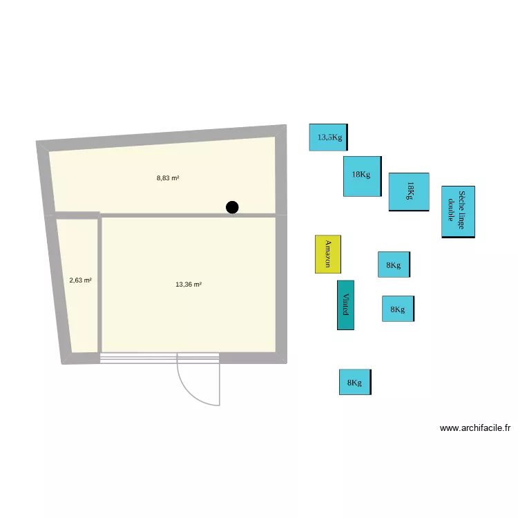 Laverie. Plan de 3 et 25 m² Laverie. Plan de 3 et 25 m²