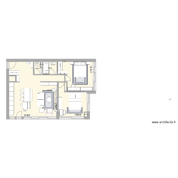 Etude de cas finale - Option définitive. Plan de 5 pièces et 70 m2
