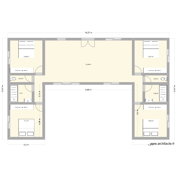 Maison T&eacute;n&eacute;. Plan de 0 pièce et 0 m2
