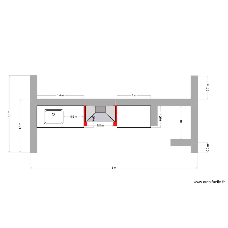 cuisine d'ete vu de dessus. Plan de 