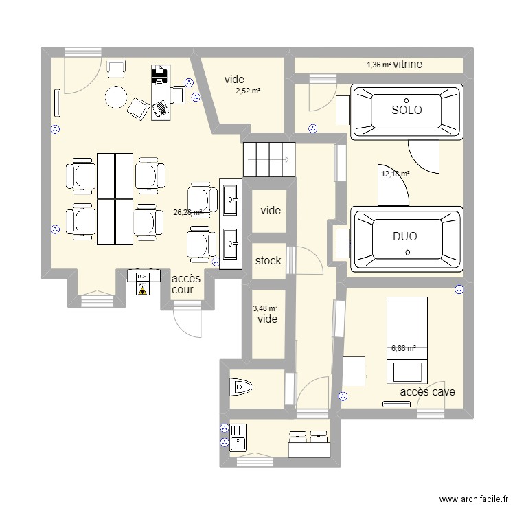 plan etat PROJET V1 . Plan de 6 pièces et 53 m2