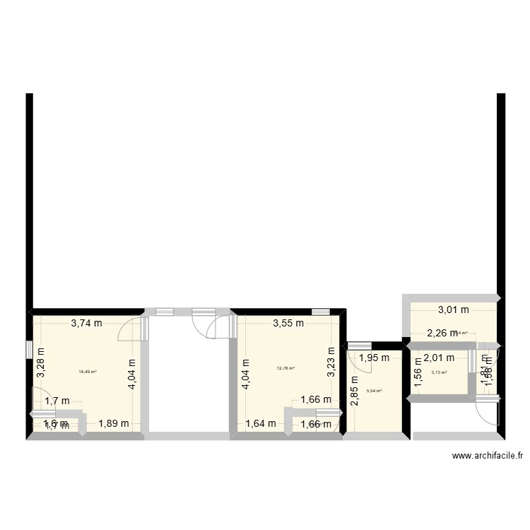 BorSso. Plan de 6 pièces et 42 m2