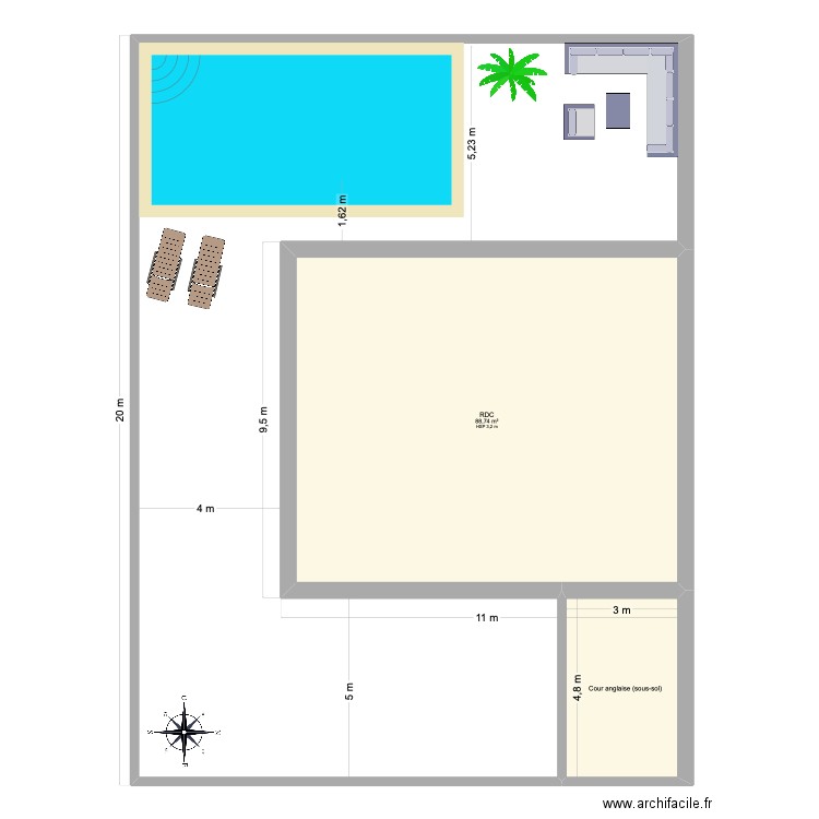 Villa marrakech. Plan de 4 pièces et 373 m2