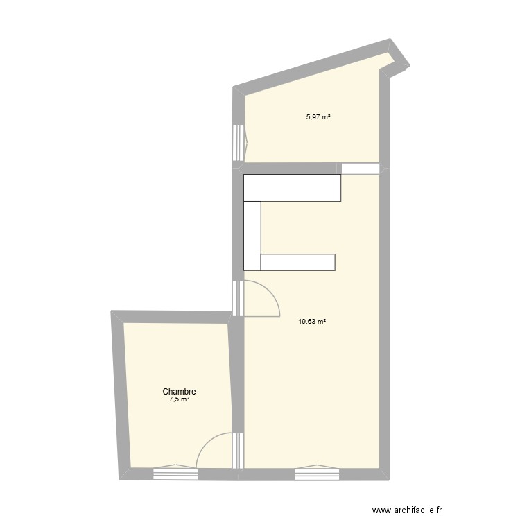 Place de Clichy Cuisine Ouverte. Plan de 3 pièces et 33 m2