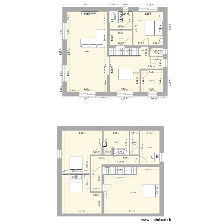 PROJET 2. Plan de 14 pièces et 182 m2
