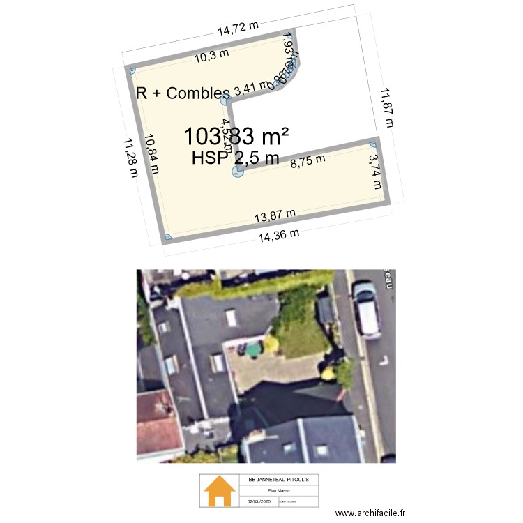 EXTRAIT CADASTRE - PLAN MASSE. Plan de 1 pièce et 104 m2