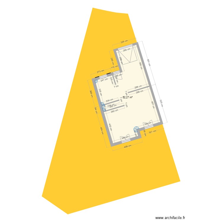 plan de masse sans véranda. Plan de 1 pièce et 62 m2