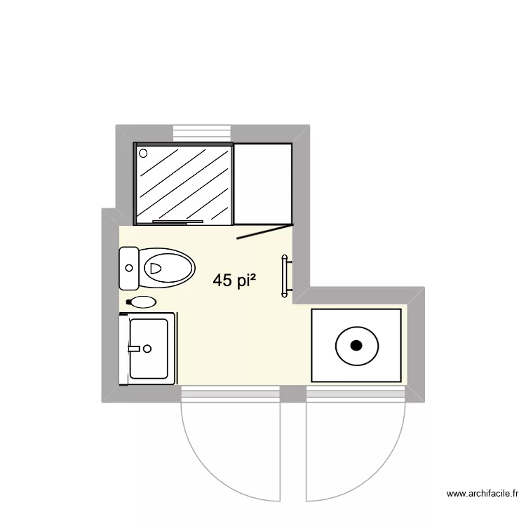 Bath#2 same walls. Plan de 1 pièce et 4 m² Bath#2 same walls. Plan de 1 pièce et 4 m²