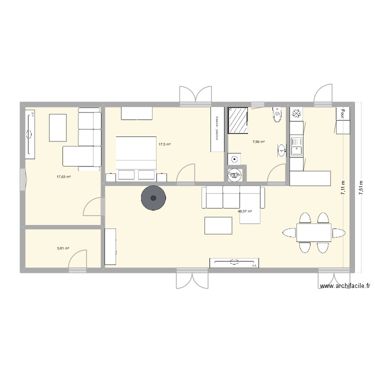 MAISON. Plan de 6 pièces et 98 m2